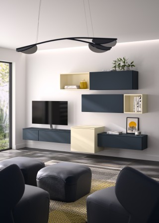 Mélaminé bleu marine & mélaminé métallique Or