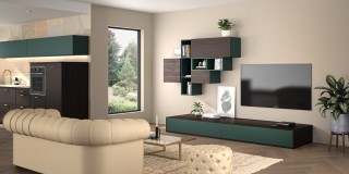 Sense vert sauge mat et mélaminé aspect bois décor chêne fumé*